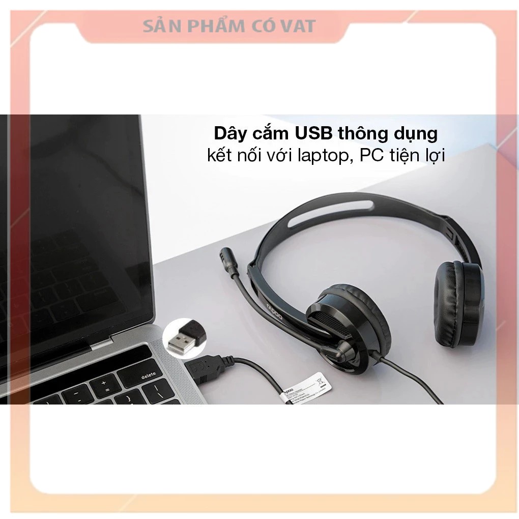 Tai nghe Rapoo H120 màu đen chân USB chính hãng