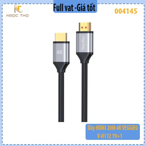 Dây HDMI 20M 4K VEGGIEG V-H112 19+1 - Cable HDMI 20m VEGGIEG V-H112 – 19+1 – Full HD 1080p | Đầu mạ vàng - full vat