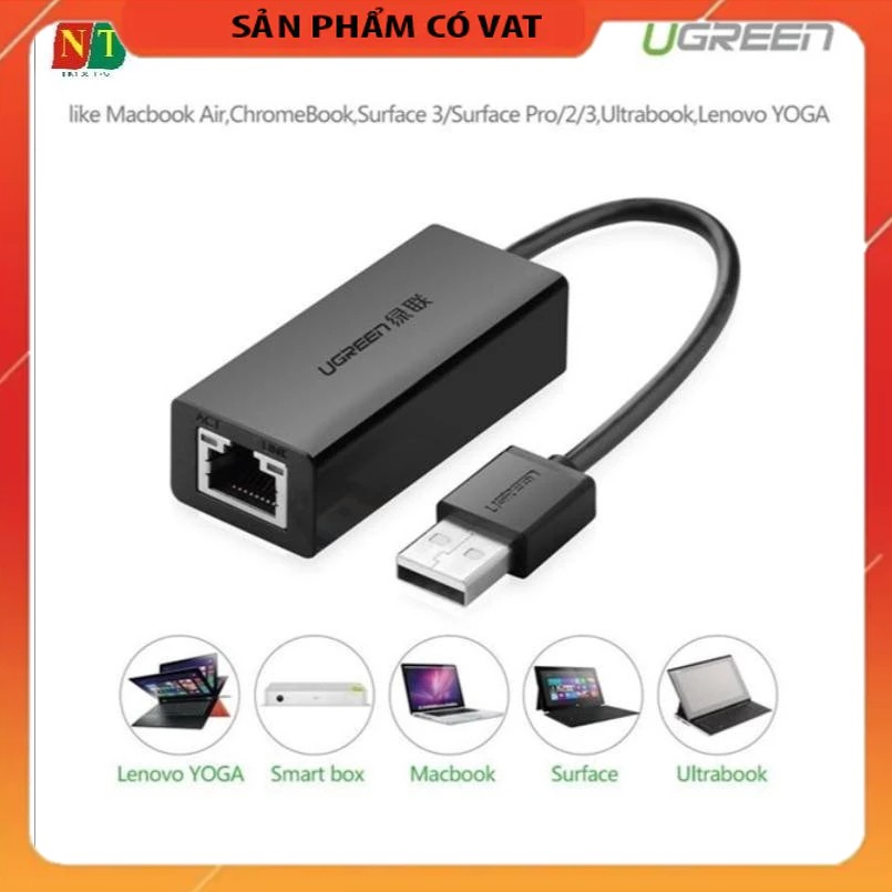 Cáp USB to Lan 2.0 cho Macbook, pc, laptop hỗ trợ Ethernet 10/100 Mbps chính hãng Ugreen 20254