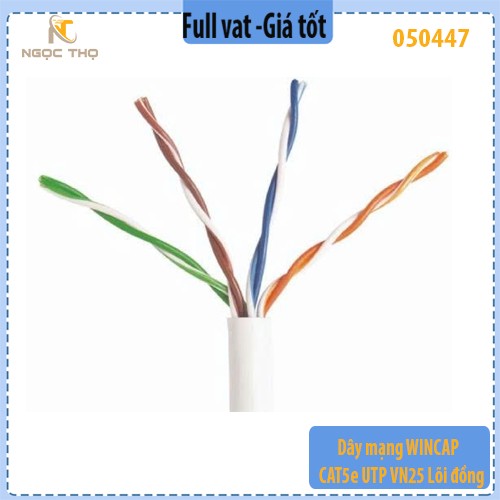 Dây mạng Wincap CAT5e UTP VN25 – Lõi đồng nguyên chất 0.50mm – 305m/cuộn – Full vat ( giá theo m)
