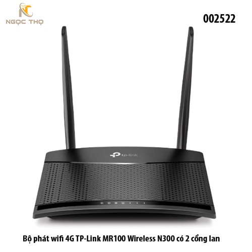 Bộ Phát WiFi 4G LTE TP-Link TL-MR100 – Router WiFi 300Mbps – Khe Cắm SIM 3G/4G – 2 Ăng-ten Ngoài – Hỗ Trợ 32 Thiết Bị