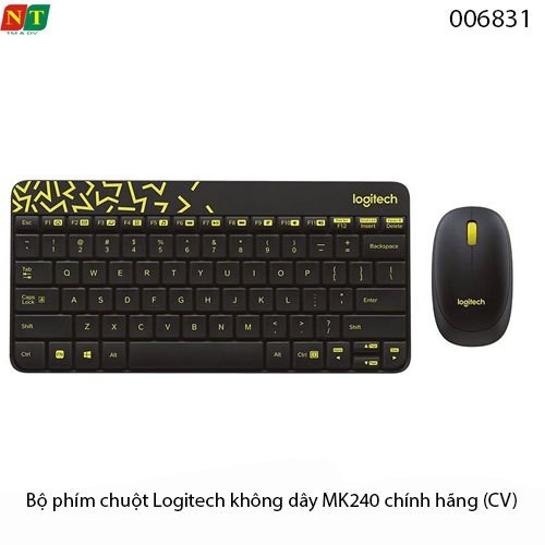 Bộ Phím Chuột Logitech MK240 Không Dây – Đen lục nhạt - Thiết Kế Nhỏ Gọn – Chính Hãng – Full VAT