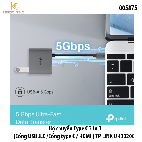 Bộ chuyển Type C 3 in 1 (Cổng USB 3.0 /Cổng type C / HDMI ) TP-LINK UH3020C  Hỗ trợ 4K@60Hz – Cắm là chạy