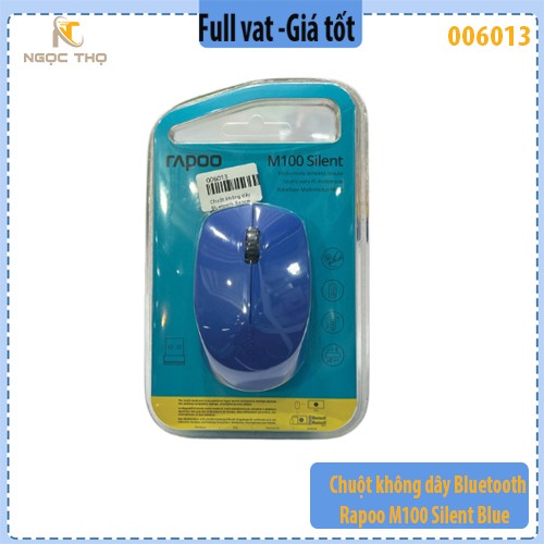 Chuột không dây Bluetooth Rapoo M100 Silent Blue – 2.4GHz + Bluetooth 4.0 – Silent Click – Hàng chính hãng – Full VAT