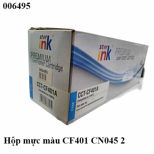 Hộp mực màu Starink CF401A / CF501A / CRG054 – Cyan (Xanh) – Có lỗ đổ mực – Chip 202A – Chính hiệu – Full VAT
