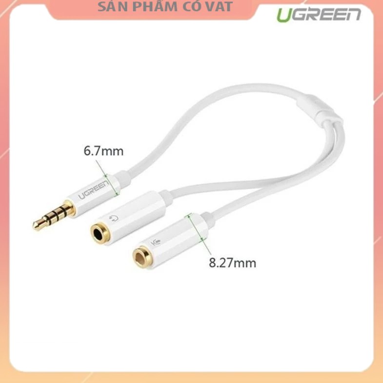 Cáp chuyển đổi tai nghe 3.5mm ra Mic & Loa riêng Ugreen 10789 mạ vàng
