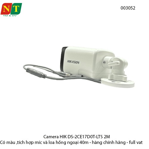 Camera HIKVISION DS-2CE17D0T-LTS 2MP – Có màu – Mic & loa – Hồng ngoại 40m – Chính hãng – Full VAT