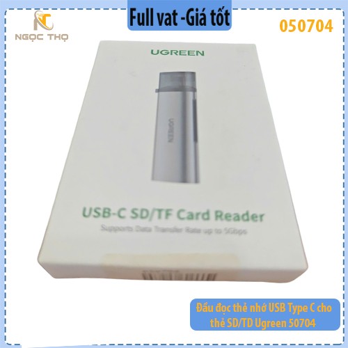 Đầu Đọc Thẻ Nhớ USB Type C Ugreen 50704 – Hỗ trợ SD/TF – Chính Hãng – Full VAT