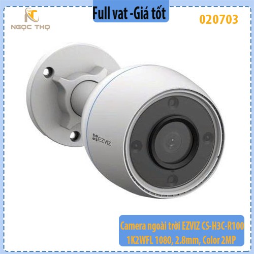 Camera Wi-Fi ngoài trời EZVIZ CS-H3C-R100-1K2WFL – 2MP 1080p, màu ban đêm, IR 30m, IP67 – Chính hãng – Full VAT – BH 24T