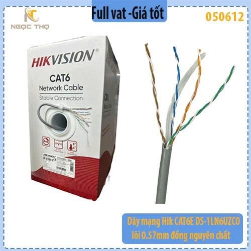Dây mạng HIKVISION CAT6E DS-1LN6UZCO – Lõi đồng 0.57mm – Cuộn 305m – Chính hãng - full vat - giá tính theo cuộn