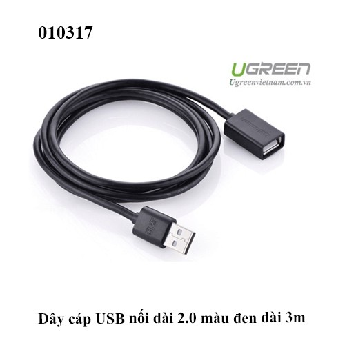 Cáp USB nối dài 2.0 Ugreen 10317 – dài 3m – tốc độ 480Mbps – chính hãng – full VAT