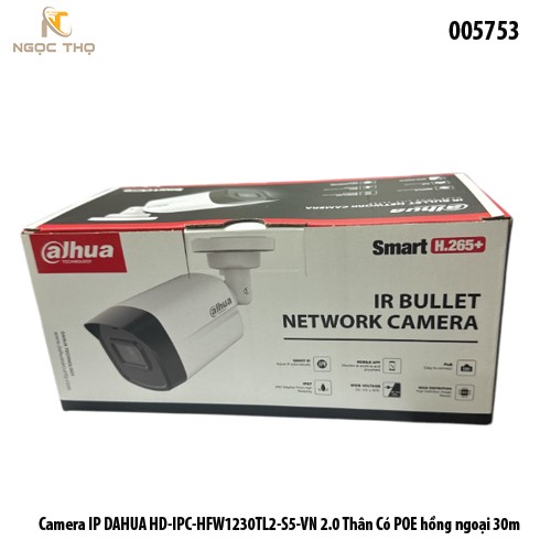 Camera IP Thân Trụ Dahua DH-IPC-HFW1230TL2-S5 2MP – Hồng Ngoại 30m – Smart IR – POE – IP67 – Mobile App – Hàng Chính Hãn