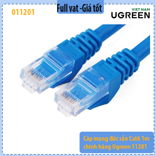 Cáp mạng LAN CAT6 UGREEN 11201 dài 1m – Dây mạng RJ45 đúc sẵn – Hỗ trợ 10/100/1000Mbps (Gigabit) – UTP 26AWG – Vỏ PVC – Màu xanh