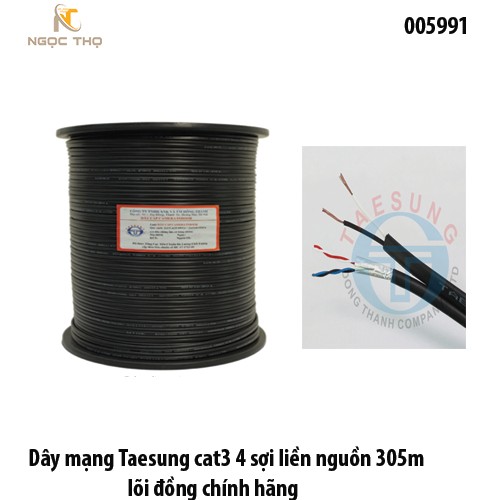 Dây mạng Taesung cat3 4 sợi liền nguồn - lõi đồng chính hãng - không nguyên cuộn - tính giá theo m