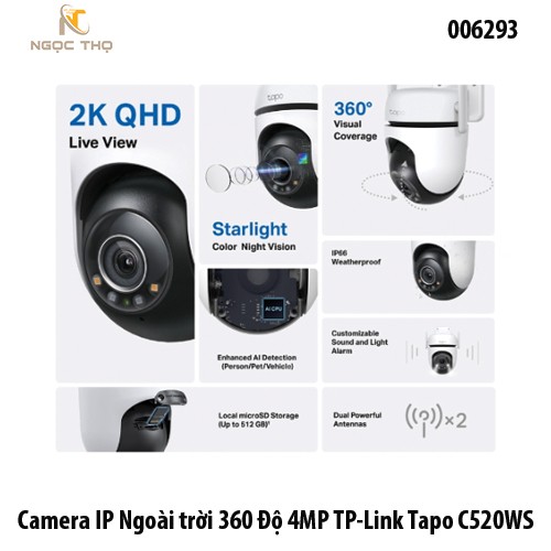 Camera IP Ngoài Trời 360° 4MP TP-Link Tapo C520WS – Chính hãng – Full VAT