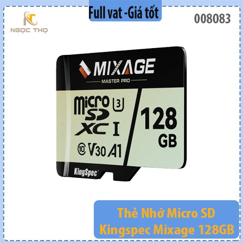 Thẻ nhớ Kingspec Mixage 128GB MicroSD – Tốc độ đọc 100MB/s, ghi 40MB/s* – Chính hãng – BH 36 tháng