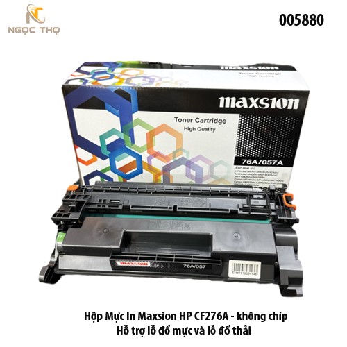 Hộp Mực In Maxsion HP CF276A – Không chip – Có lỗ đổ mực & lỗ thải – 3.000 trang – Full VAT