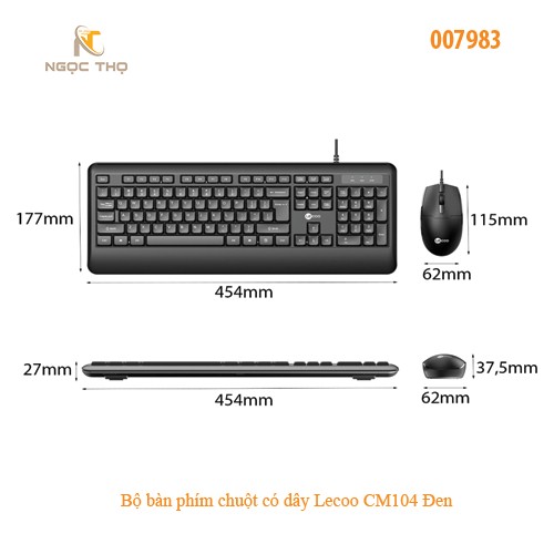 Bộ bàn phím chuột có dây Lecoo CM104 Đen – Đơn giản, bền bỉ, giá siêu tốt, full VAT