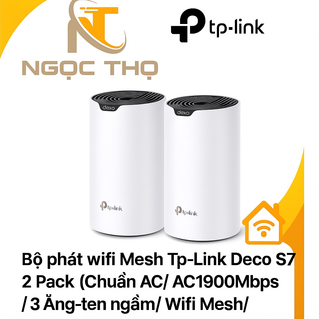 Bộ phát wifi Mesh Tp-Link Deco S7 2 Pack (Chuẩn AC/ AC1900Mbps/ 3 Ăng-ten ngầm/ Wifi Mesh/ 55 User)