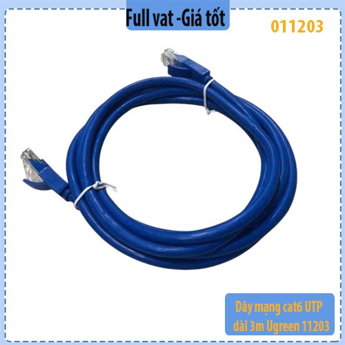 Dây mạng cat6 UTP, màu xanh dương, dài 3m Ugreen 11203 - chính hãng - full vat