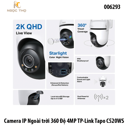 Camera IP Ngoài Trời 360° 4MP TP-Link Tapo C520WS – Chính hãng – Full VAT