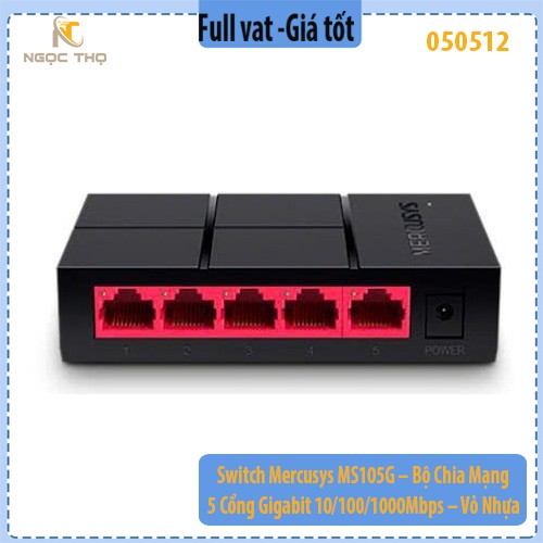 Switch Mercusys MS105G – Bộ Chia Mạng 5 Cổng Gigabit 10/100/1000Mbps – Vỏ Nhựa – Hàng Chính Hãng – Bảo Hành 24 Tháng