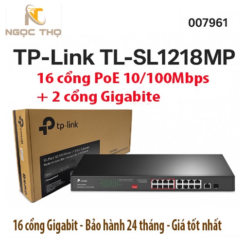 Chia mạng POE TP-Link TL-SL1218MP 16 cổng 10/100Mbps (Switch) | Switch POE TL-SL1218MP chính hãng giá rẻ