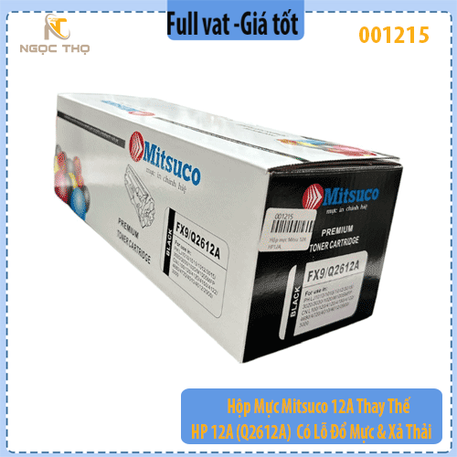 Hộp Mực Mitsuco 12A – Model 12A / 303 / FX9 – Dùng Cho HP 1010 / 1012 Có Lỗ Đổ Mực & Xả Thải – Chính Hiệu – Full VAT