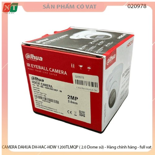 CAMERA DAHUA DH-HAC-HDW 1200TLMQP ( 2.0 Dome sứ) - Hàng chính hãng - full vat