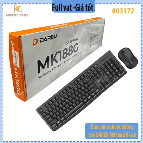 Combo DAREU MK188G Black – Bàn phím full-size + Chuột không dây 2.4GHz – Chính hãng – Full VAT