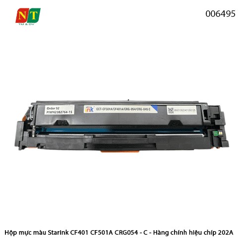 Hộp mực màu Starink CF401A / CF501A / CRG054 – Cyan (Xanh) – Có lỗ đổ mực – Chip 202A – Chính hiệu – Full VAT