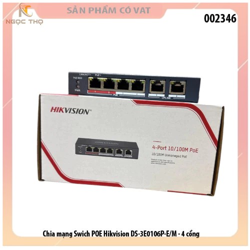 Switch mạng 4 cổng POE HIKVISION DS-3E0106P-E/M - Hàng Chính Hãng - full vat