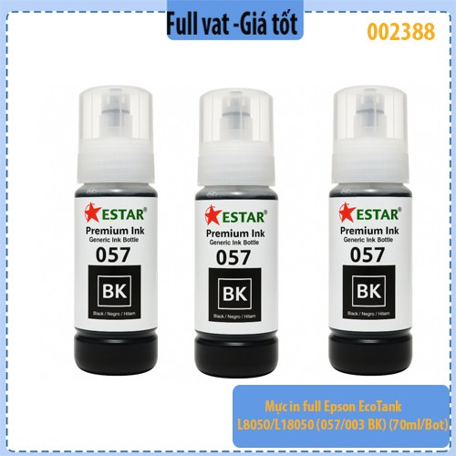 Mực in full Epson EcoTank L8050/L18050 ( 057/003 BK ) (70ml/Bot) - chính hiệu Estar - full vat