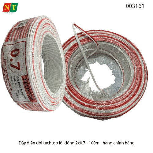 Dây Điện Đôi Mềm Techtop 2 x 0,7mm² – Lõi Đồng Nguyên Chất – Vỏ PVC Cháy chậm – Full VAT ( tính giá theo m )