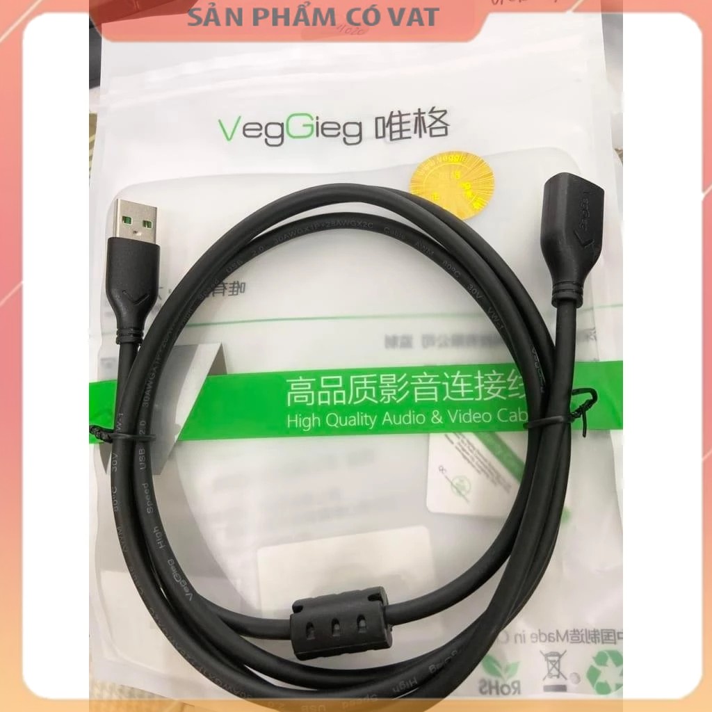 Cáp USB2.0 Nối Dài | Dài 3M VEGGIEG V-U106 Bọc Chống Nhiễu