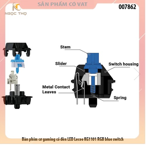Bàn phím cơ gaming có đèn LED Lecoo KG1101 RGB blue switch - hàng chính hãng - full vat