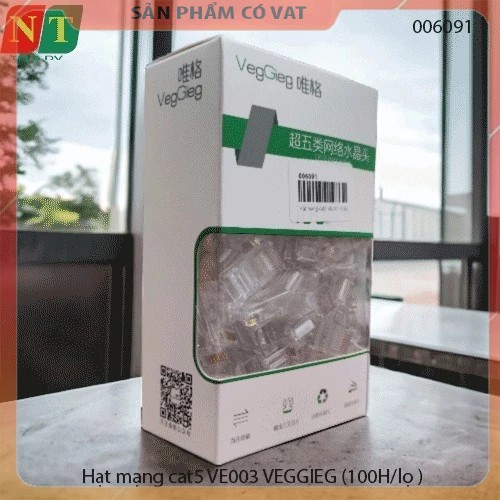 Hộp 100 đầu bấm mạng RJ45 cat5 chân đồng xịn VEGGIEG