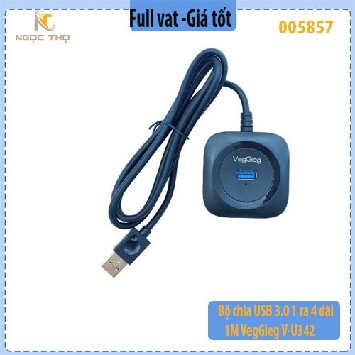 Bộ Chia USB 3.0 VegGieg V-U3401 – 1 Ra 4 – Dây 1m – Hỗ Trợ Cấp Nguồn Ngoài – Hàng Chính Hãng – Full VAT