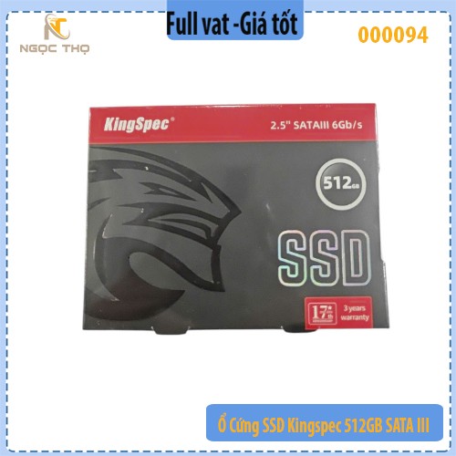 Ổ cứng SSD Kingspec 512GB SATA III 2.5 inch – tốc độ cao – chính hãng – full VAT