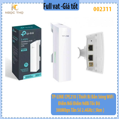 “TP-LINK CPE210 | Thiết Bị Bắn Sóng WiFi Ngoài Trời Định Hướng 9dBi – 300Mbps – 2.4GHz – Tầm Xa 5km– dùng cho thang máy