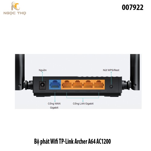 Bộ Phát WiFi TP-Link Archer A64 – Router WiFi Tplink AC1200 Dual Band – MU-MIMO,  4 Ăng-ten – LAN/WAN Gigabit