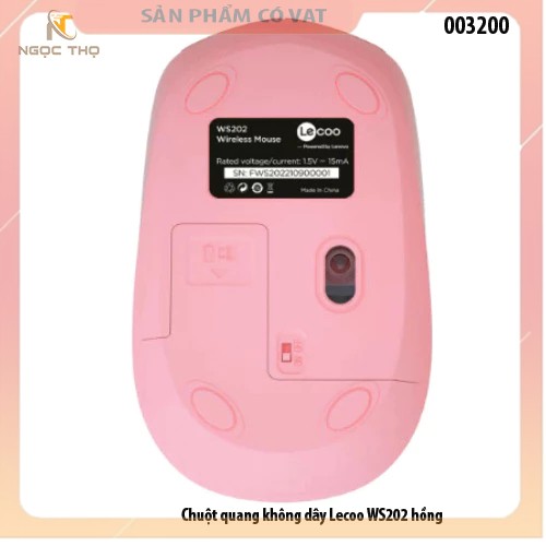 Chuột quang không dây Lecoo WS202 hồng