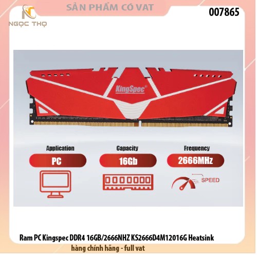 Ram PC Kingspec DDR4 16GB/2666NHZ KS2666D4M12016G Heatsink - hàng chính hãng - full vat