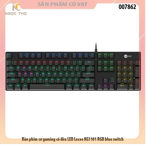 Bàn phím cơ gaming có đèn LED Lecoo KG1101 RGB blue switch - hàng chính hãng - full vat