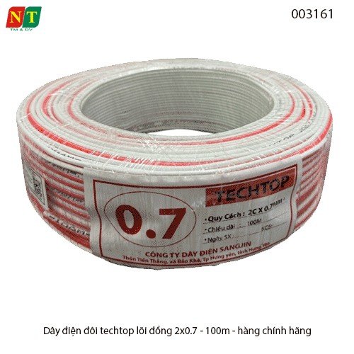 Dây Điện Đôi Mềm Techtop 2 x 0,7mm² – Lõi Đồng Nguyên Chất – Vỏ PVC Cháy chậm – Full VAT ( tính giá theo m )