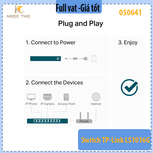 Switch TP- Link LS1016G – 16 Cổng Gigabit 10/100/1000Mbps - Dòng LiteWave – Desktop/Rackmount – Chính hãng – Full VAT