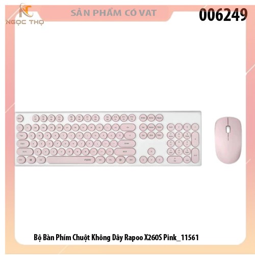 BỘ BÀN PHÍM CHUỘT KHÔNG DÂY RAPOO X260S - PINK - hàng chính hãng - full vat