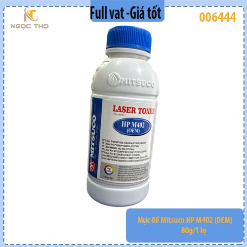 Mực đổ Mitsuco HP M402 (OEM) – Lọ 80g – In đậm, mịn, sạch – Chính hiệu – Full VAT