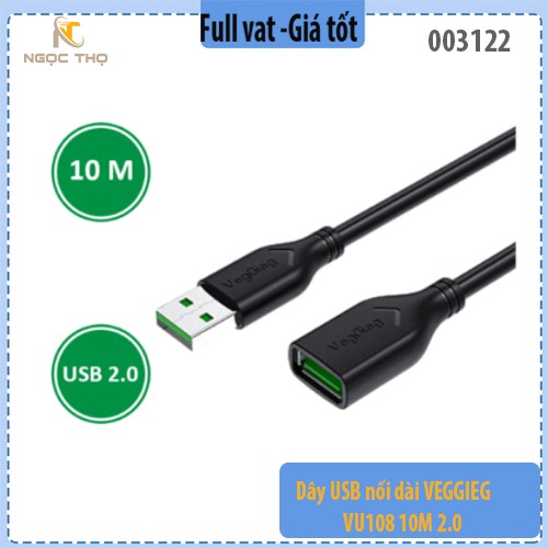 Dây USB Nối Dài VEGGIEG VU108 10M 2.0 – Kết Nối Dễ Dàng, Ổn Định