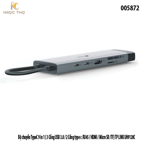 Bộ chuyển đổi USB-C 9 in 1 TP-Link UH9120C – Hub đa năng (HDMI 4K@60Hz / RJ45 / 3 USB 3.0 / 2 Type-C / SD / TF)